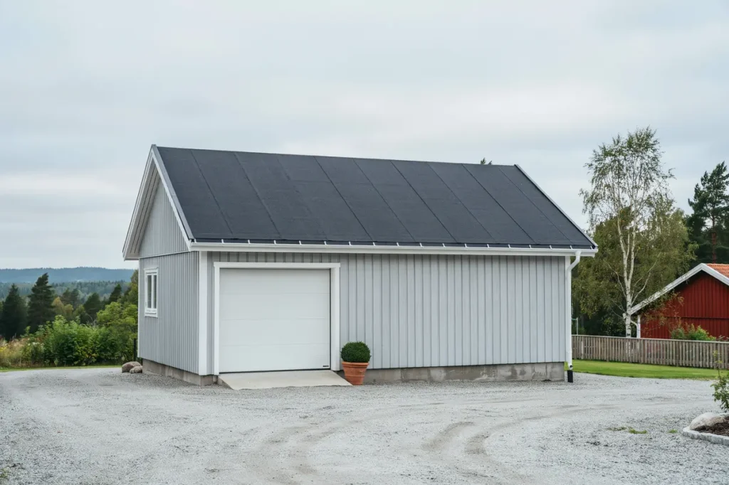 oml ggning av papptak p garage i smo